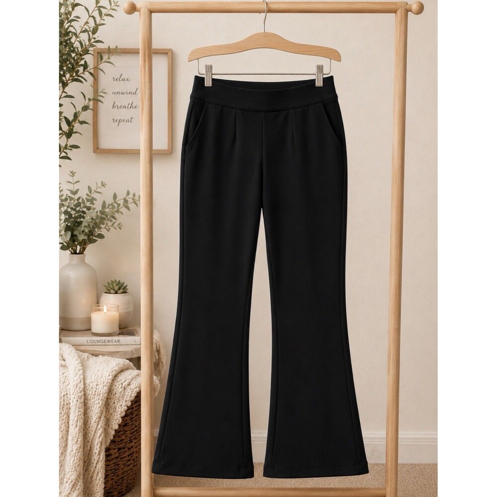 Soft Surroundings Minimalist Lounge Pants Black Flare Leg Stretch Small NWOT